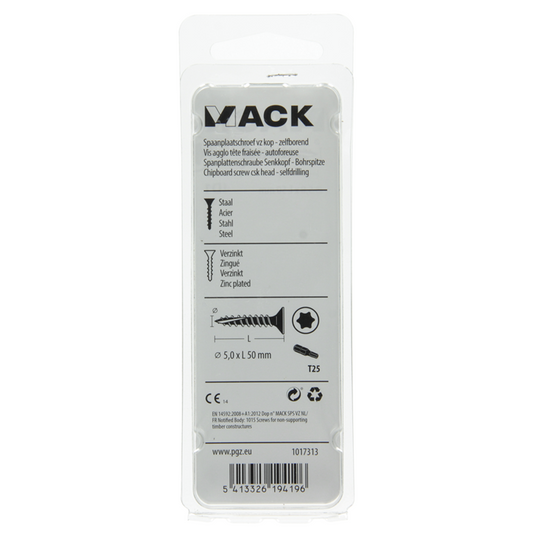Mack 1017313 - spaanplschr.vzkop-zelfb. geelverz. 10 st 5,0 x 50 mm | 10 stuks