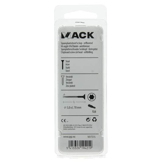 Mack 1017315 - spaanplschr.vzkop-zelfb. geelverz. 7 st 5,0 x 70 mm | 10 stuks