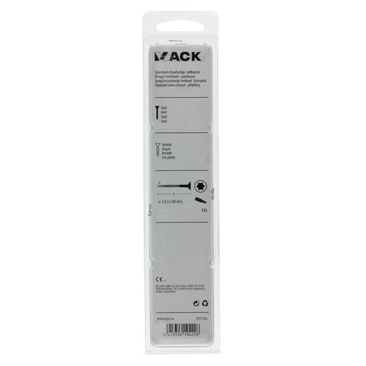 Mack 1017316 - spaanplschr.vzkop-zelfb. geelverz. 6 st 5,0 x 80 mm | 5 stuks