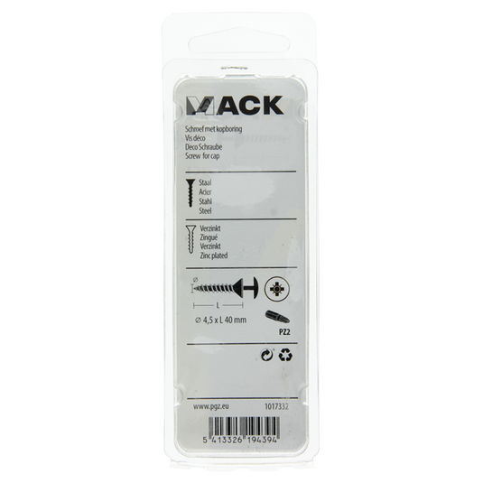 Mack 1017332 - schroef met kopboring staal verz. 10 st 4,5 x 40 mm | 10 stuks