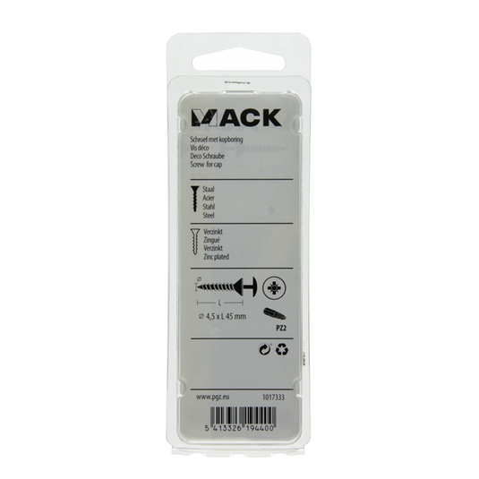 Mack 1017333 - schroef met kopboring staal verz. 10 st 4,5 x 45 mm | 10 stuks