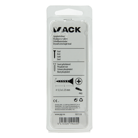 Mack 1017338 - gipsplaatschroef zwart gefosf. 30 st 3,5 x 25 mm | 10 stuks