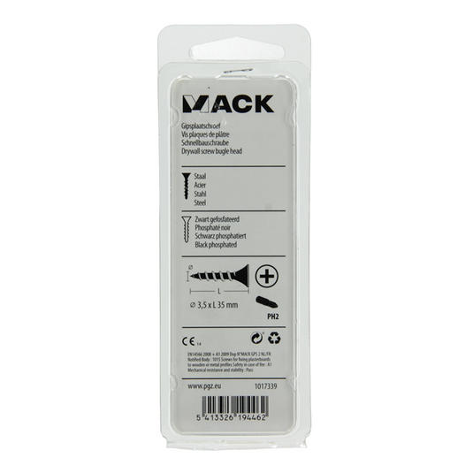Mack 1017339 - gipsplaatschroef zwart gefosf. 25 st 3,5 x 35 mm | 10 stuks