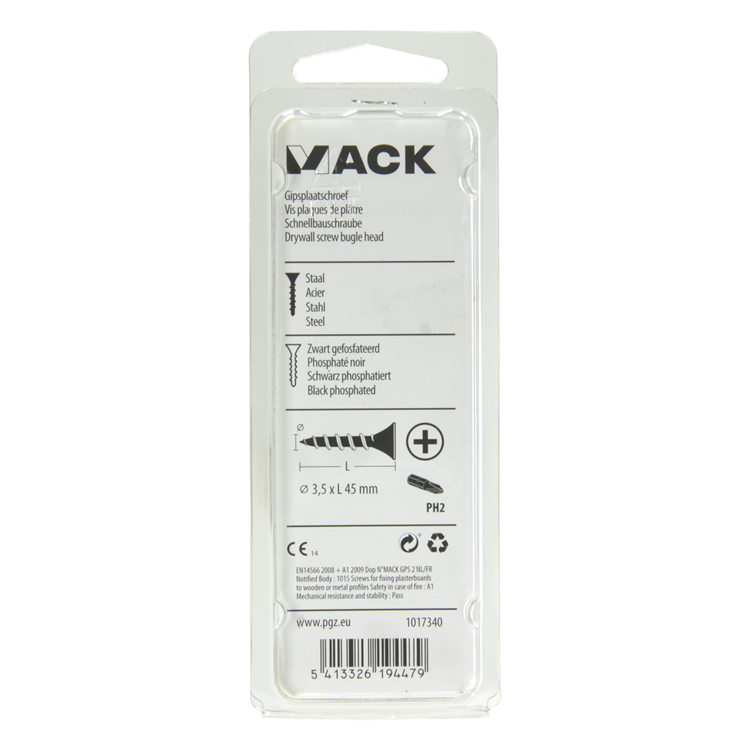 Laden Sie das Bild in Galerie -Viewer, Mack 1017340 - gipsplaatschroef zwart gefosf. 20 st 3,5 x 45 mm | 5 stuks
