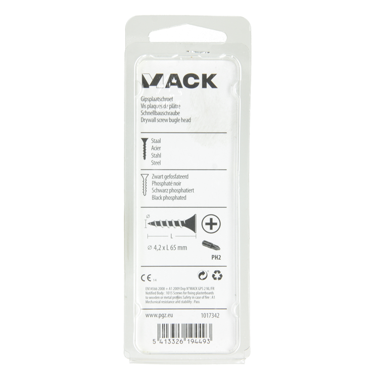 ギャラリービューアに画像をロードする, Mack 1017342 - gipsplaatschroef zwart gefosf. 12 st 4,2 x 65 mm | 10 stuks
