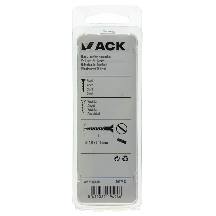 Chargez l'image dans la visionneuse de la galerie, Mack 1017352 - houtschroef verzonken kop verz24 st 4,0 x 16 mm | 10 stuks
