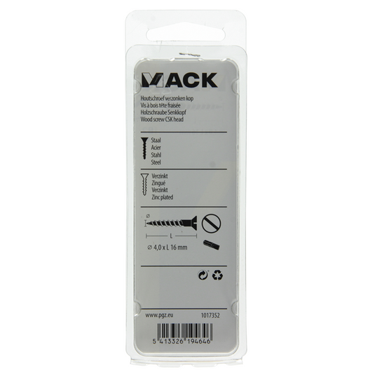 Mack 1017352 - houtschroef verzonken kop verz24 st 4,0 x 16 mm | 10 stuks