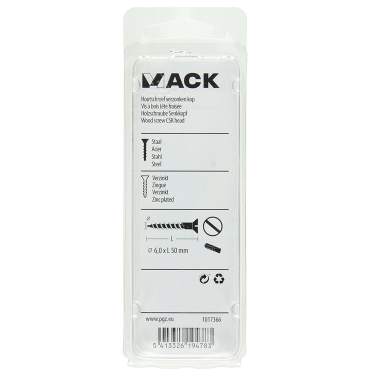 Chargez l'image dans la visionneuse de la galerie, Mack 1017366 - houtschroef verzonken kop verz6 st 6,0 x 50 mm | 10 stuks
