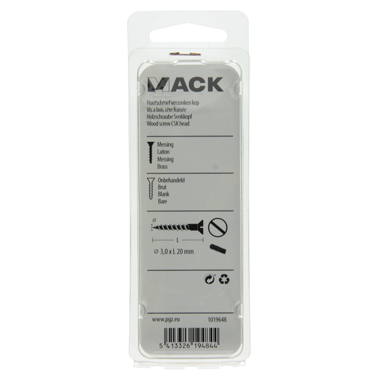ギャラリービューアに画像をロードする, Mack 1019648 - houtschroef verzonken kop messing 12st 3,0 x 20 mm | 10 stuks
