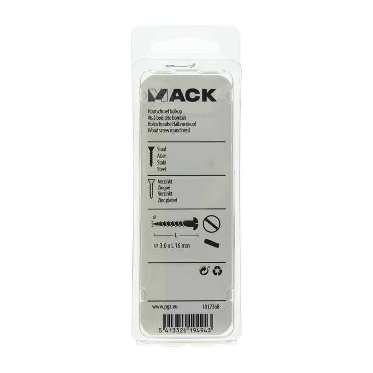 Afbeelding laden in galerijviewer, Mack 1017368 - houtschroef bolkop staal verzinkt 25 st 3,0 x 16 mm | 10 stuks
