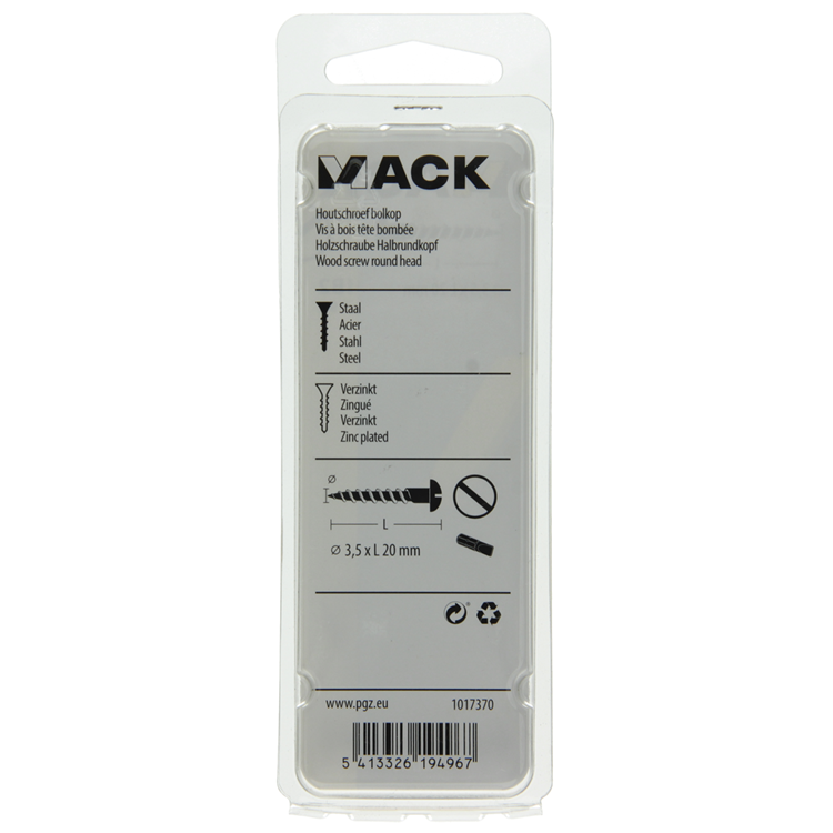 Afbeelding laden in galerijviewer, Mack 1017370 - houtschroef bolkop staal verzinkt 19 st 3,5 x 20 mm | 10 stuks
