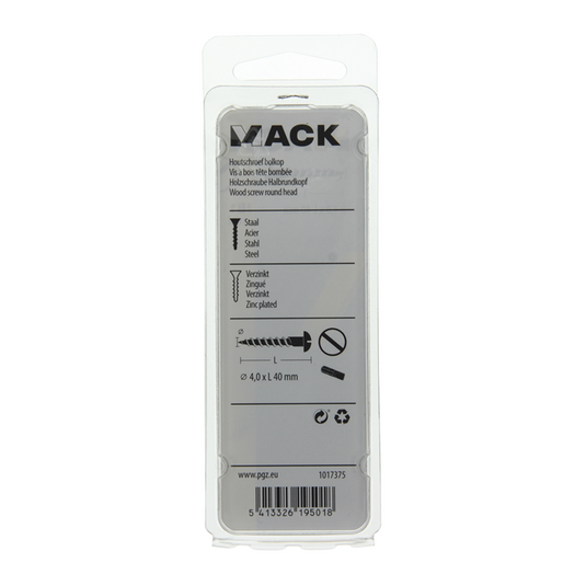 Mack 1017375 - houtschroef bolkop staal verzinkt 10 st 4,0 x 40 mm | 10 stuks