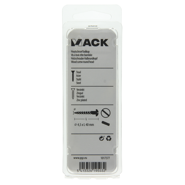 Afbeelding laden in galerijviewer, Mack 1017377 - houtschroef bolkop staal verzinkt 10 st 4,5 x 40 mm | 10 stuks
