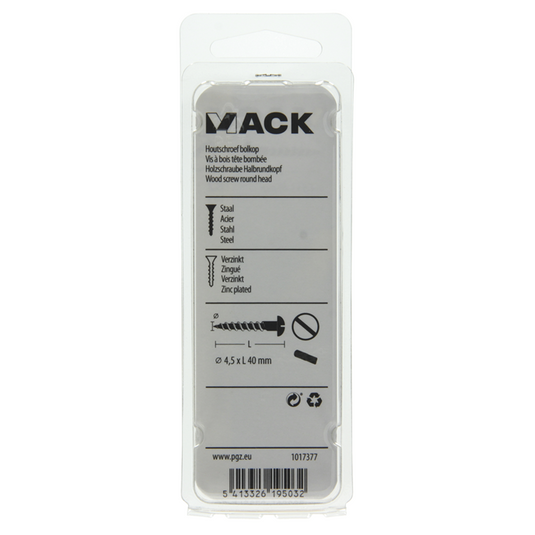 Mack 1017377 - houtschroef bolkop staal verzinkt 10 st 4,5 x 40 mm | 10 stuks