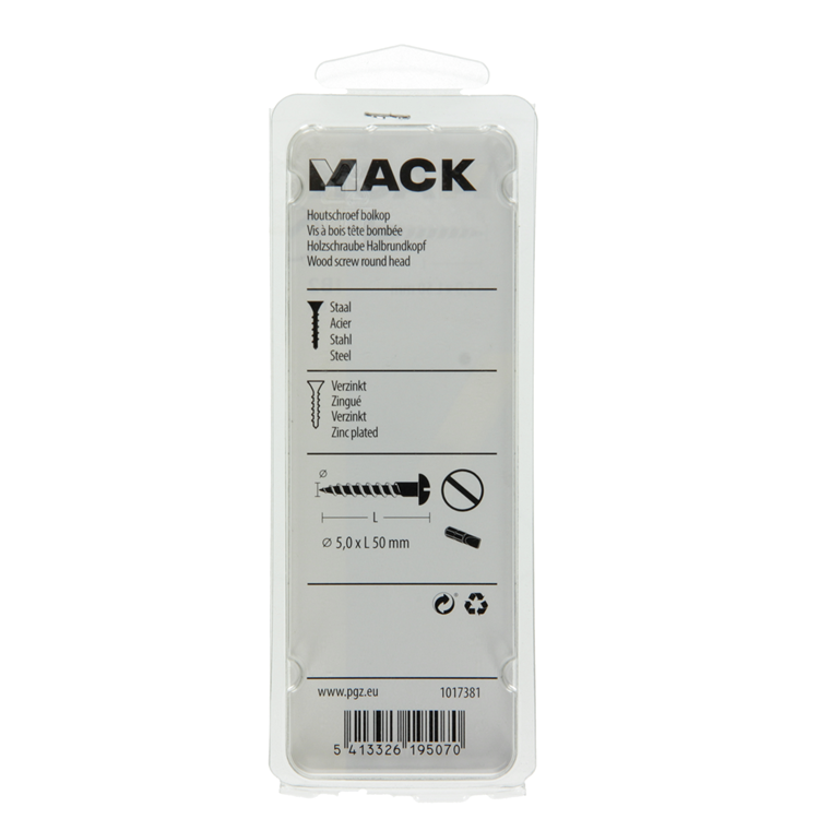 Afbeelding laden in galerijviewer, Mack 1017381 - houtschroef bolkop staal verzinkt 6 st 5,0 x 50 mm | 10 stuks
