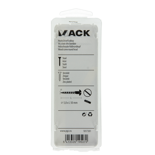 Mack 1017381 - houtschroef bolkop staal verzinkt 6 st 5,0 x 50 mm | 10 stuks