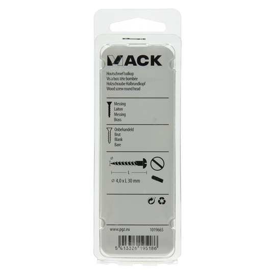 Mack 1019665 - houtschroef bolkop messing 7 st 4,0 x 30 mm | 10 stuks