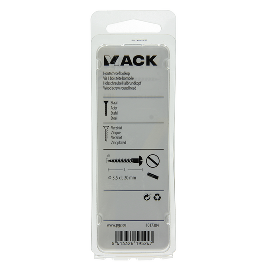 Mack 1017384 - houtschroef bolkop zwart verzinkt 15 st 3,5 x 20 mm | 10 stuks