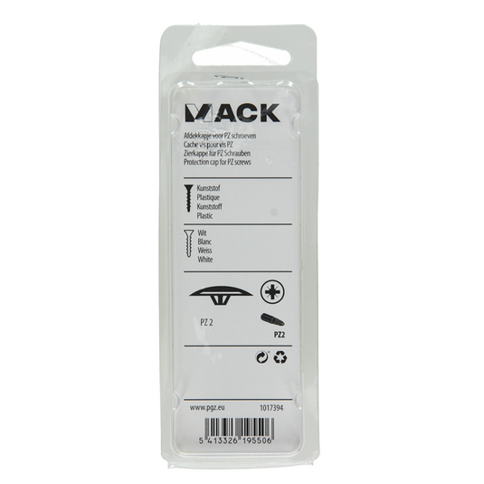 Mack 1017394 - afdekkapje vr pz schr.kunstst.wit 40 st pz 2 | 10 stuks