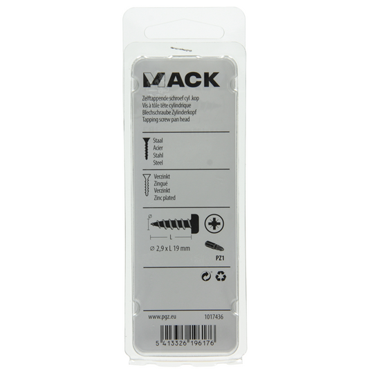 Mack 1017436 - zelftappende schroef cyl kop verz. 30st 2,9 x 19 mm | 10 stuks