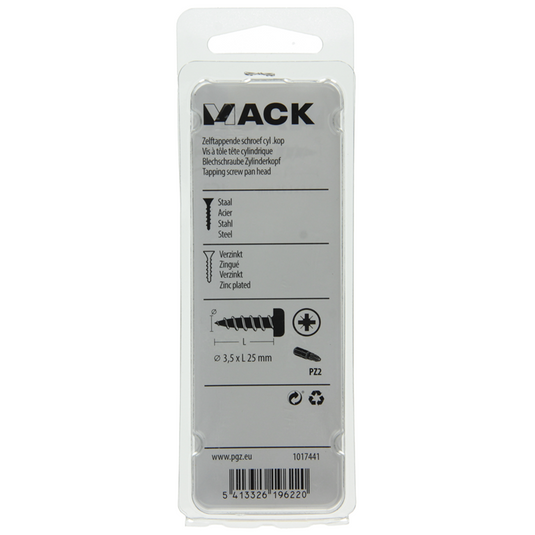 Mack 1017441 - zelftappende schroef cyl kop verz. 22st 3,5 x 25 mm | 10 stuks