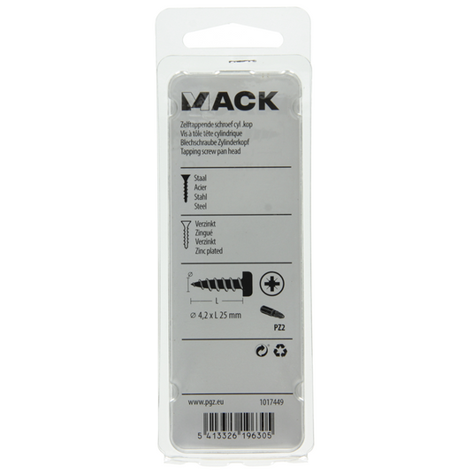 Mack 1017449 - zelftappende schroef cyl kop verz. 15st 4,2 x 25 mm | 10 stuks