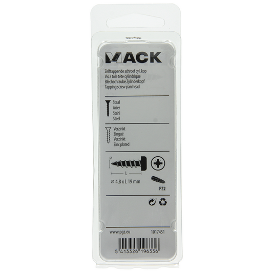 Mack 1017451 - zelftappende schroef cyl kop verz. 14st 4,8 x 19 mm | 10 stuks