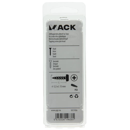 Mack 1017456 - zelftappende schroef cyl kop verz. 11st 5,5 x 13 mm | 10 stuks