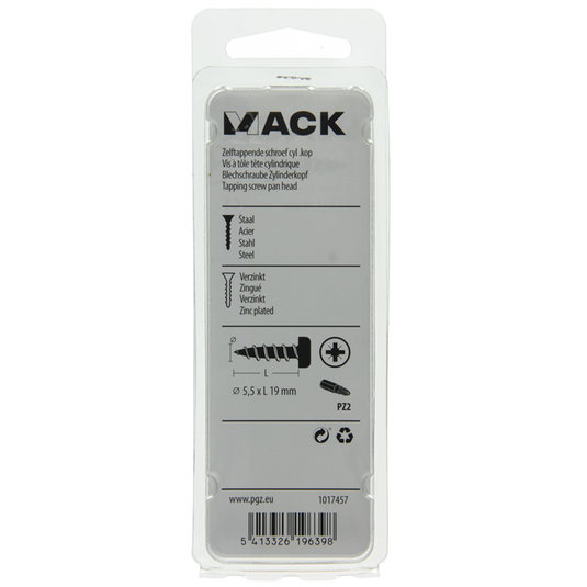 Mack 1017457 - zelftappende schroef cyl kop verz. 10st 5,5 x 19 mm | 10 stuks