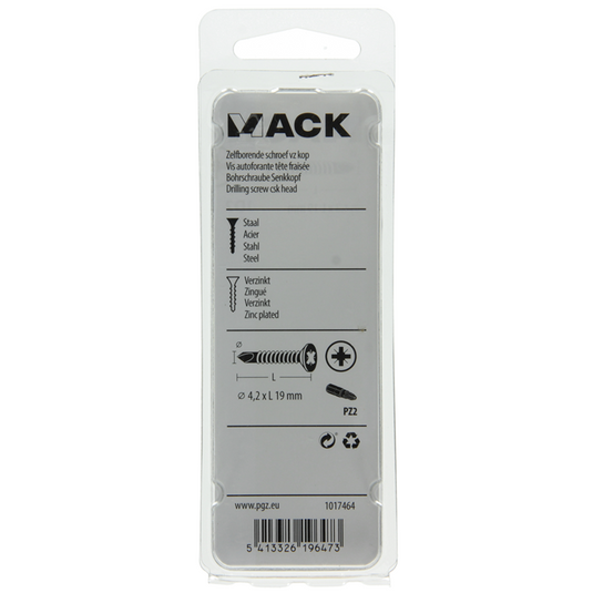 Mack 1017464 - zelfborende schroef vz kop verz. 26 st 4,2 x 19 mm | 10 stuks