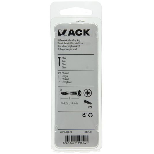 Mack 1017470 - zelfborende schroef cyl. kop verz. 26st 4,2 x 19 mm | 10 stuks