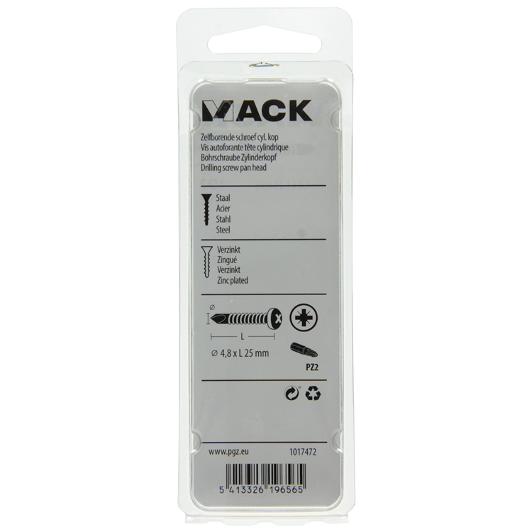 Afbeelding laden in galerijviewer, Mack 1017472 - zelfborende schroef cyl. kop verz. 20st 4,8 x 25 mm | 10 stuks

