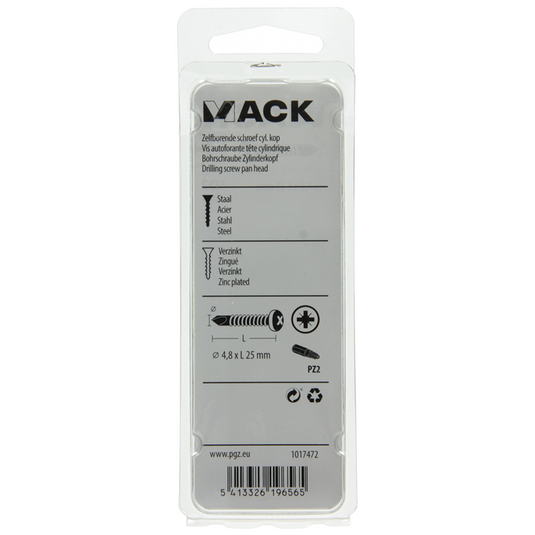 Mack 1017472 - zelfborende schroef cyl. kop verz. 20st 4,8 x 25 mm | 10 stuks