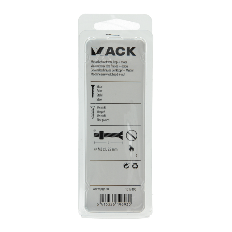Chargez l'image dans la visionneuse de la galerie, Mack 1017490 - metaalschroef verz. kop + moer verz. 22st m3 x 25 mm | 10 stuks
