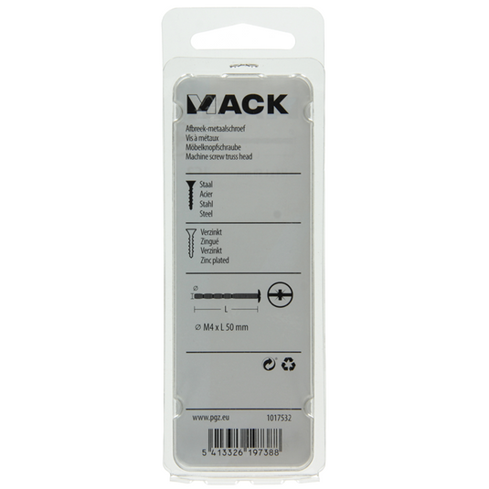 Mack 1017532 - afbreek-metaalschroef verz. 4 st m4 x 50 mm | 10 stuks
