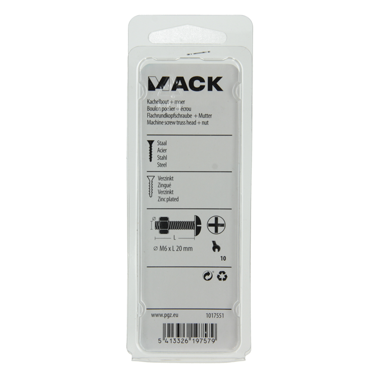 ギャラリービューアに画像をロードする, Mack 1017551 - kachelbout + moer staal verzinkt 9 st m6 x 20 mm | 5 stuks
