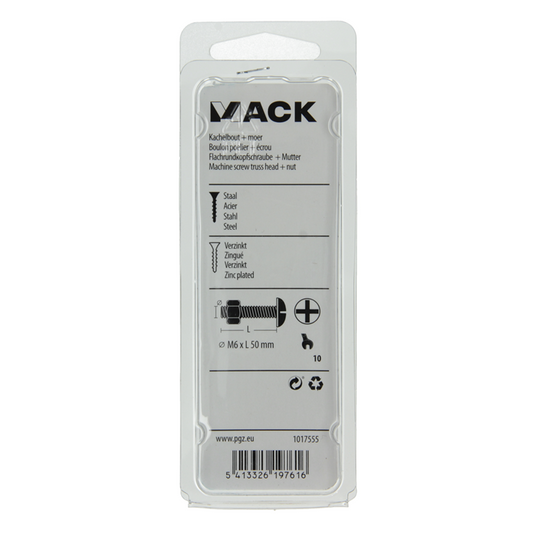 Mack 1017555 - kachelbout + moer staal verzinkt 6 st m6 x 50 mm | 5 stuks