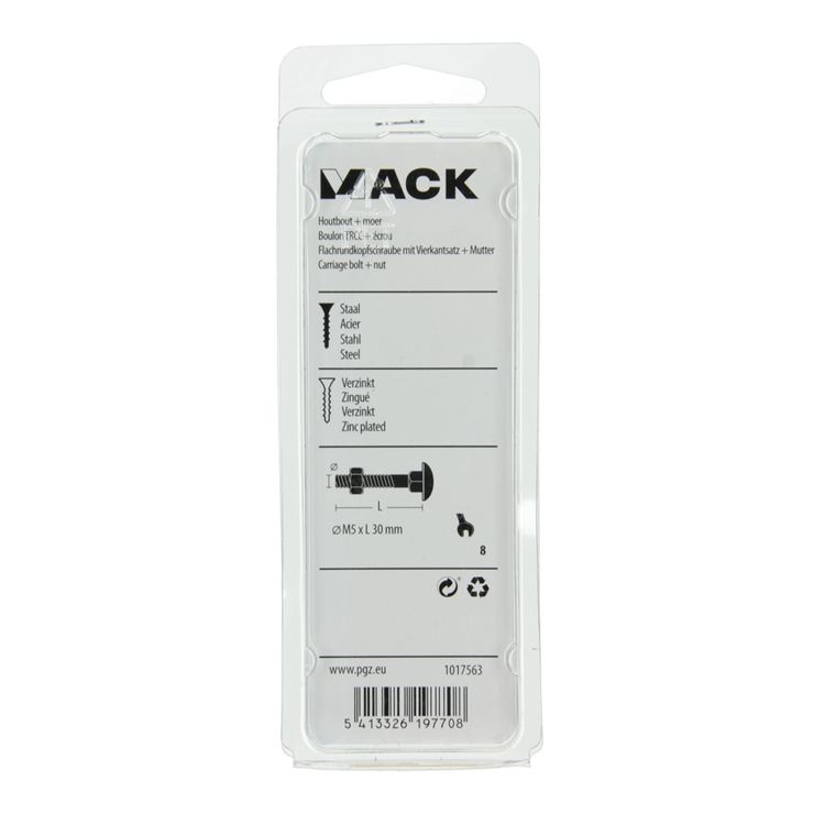 Afbeelding laden in galerijviewer, Mack 1017563 - houtbout + moer staal verzinkt11 st m5 x 30 mm | 5 stuks
