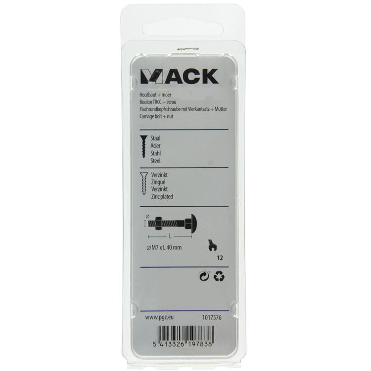 Laden Sie das Bild in Galerie -Viewer, Mack 1017576 - houtbout + moer staal verzinkt5 st m7 x 40 mm | 5 stuks
