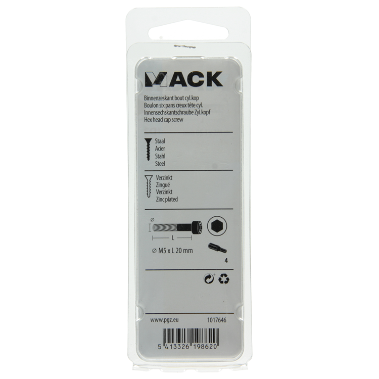 Afbeelding laden in galerijviewer, Mack 1017646 - binnenzeskant bout cyl.kop verz. 10 st m5 x 20 mm | 10 stuks
