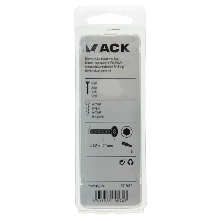 Afbeelding laden in galerijviewer, Mack 1017657 - binnenzeskant bout verz. kop verz. 10st m5x20 | 10 stuks
