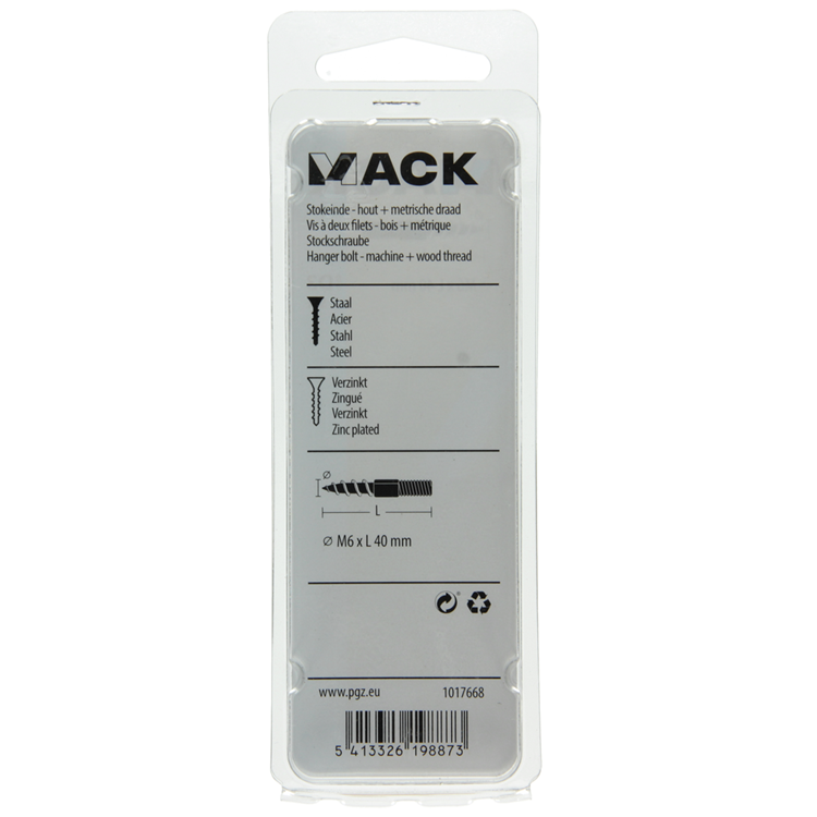 Afbeelding laden in galerijviewer, Mack 1017668 - stokeinde hout + metr. draad verz. 5 st m6x40 | 10 stuks
