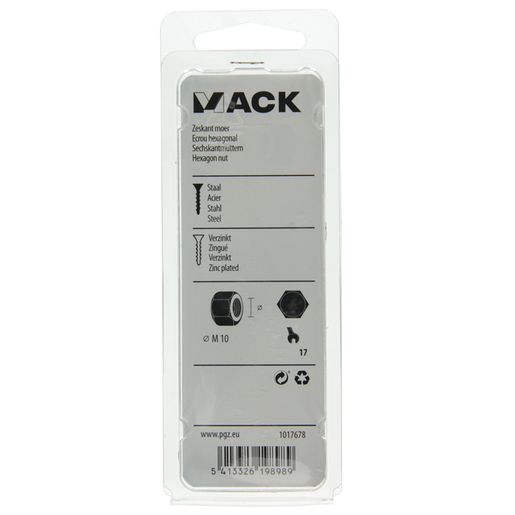 Afbeelding laden in galerijviewer, Mack 1017678 - zeskant moer staal verzinkt 8st m 10 | 10 stuks
