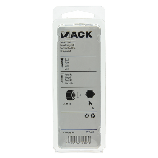 Mack 1017680 - zeskant moer staal verzinkt 4 st m 14 | 5 stuks