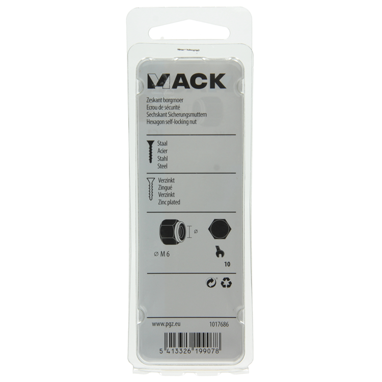 Afbeelding laden in galerijviewer, Mack 1017686 - zeskant borgmoer staal verzinkt 14 st m6 | 10 stuks
