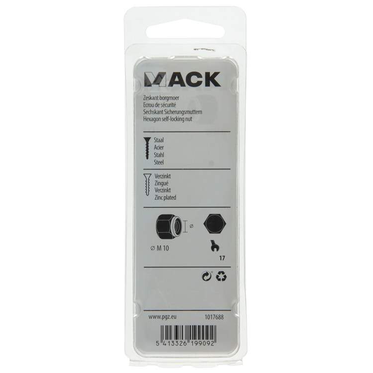 Afbeelding laden in galerijviewer, Mack 1017688 - zeskant borgmoer staal verzinkt 6 st m10 | 10 stuks
