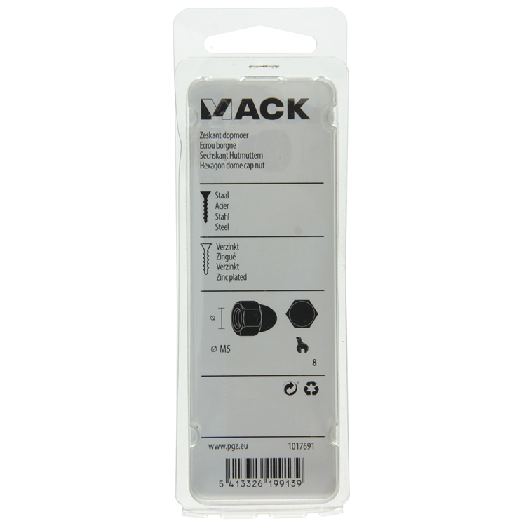 Afbeelding laden in galerijviewer, Mack 1017691 - zeskant dopmoer staal verzinkt8 st m5 | 10 stuks
