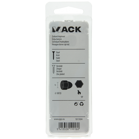 Mack 1017694 - zeskant dopmoer staal verzinkt2 st m10 | 10 stuks