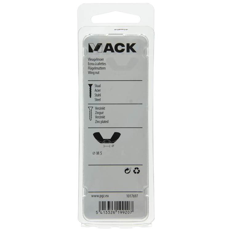 Afbeelding laden in galerijviewer, Mack 1017697 - vleugelmoer staal verzinkt 6 st m5 | 10 stuks
