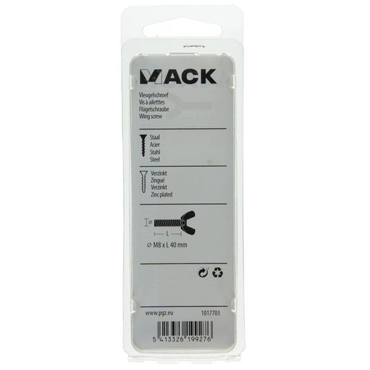 Mack 1017703 - vleugelschroef geelverzinkt 2 st m8 x 40 mm | 10 stuks